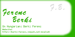 ferenc berki business card